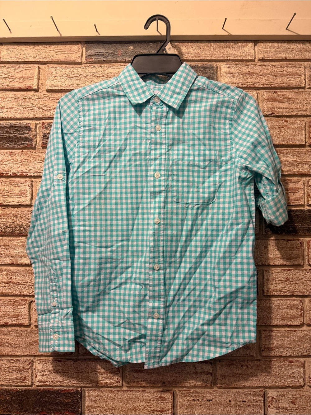 The Children's Place Aqua Gingham Button-Down Shirt
